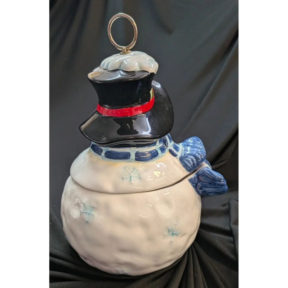 Really Cute Snowman with a SMILE; Ceramic Cookie Jar, 10